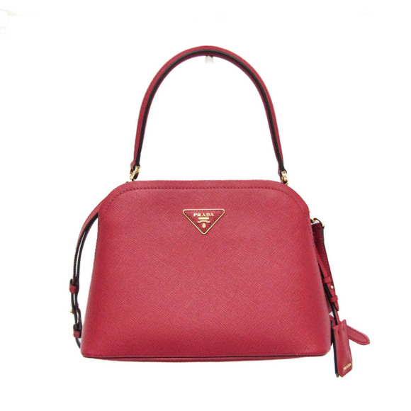 PRADA Red Leather Saffiano Shoulder Bag - Picture 1 of 16